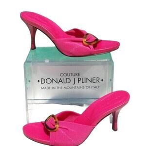 Donald Pliner Fuchsia Mesh Elastic Leather Shoe Tortoise Buckle NWT $225 Sz 8